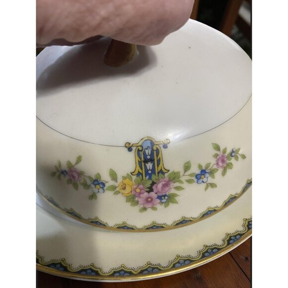 Vintage Covered Butter Dish – Noritake Japan Romeo, Cottagecore Blue Gold China, - Picture 3 of 9